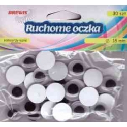 Elementy dekoracyjne - ruchome oczy okrągłe 18mm 30 szt. samoprzylepne RO11