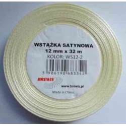 Wstążka satynowa 12mm 32m ecru WS12-2