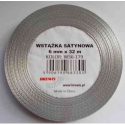Wstążka satynowa 6mm 32m jasny srebrny WS6-179
