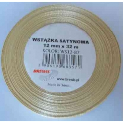 Wstążka satynowa 12mm 32m beżowy złoty WS12-87