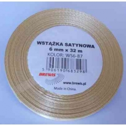 Wstążka satynowa 6mm 32m beżowy złoty WS6-87