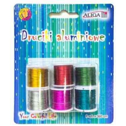 Druciki aluminiowe na szpulkach 6 szt. x 360 cm mix kolorów DA-3717