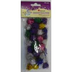 Pompony brokatowe 2cm mix 40 szt.